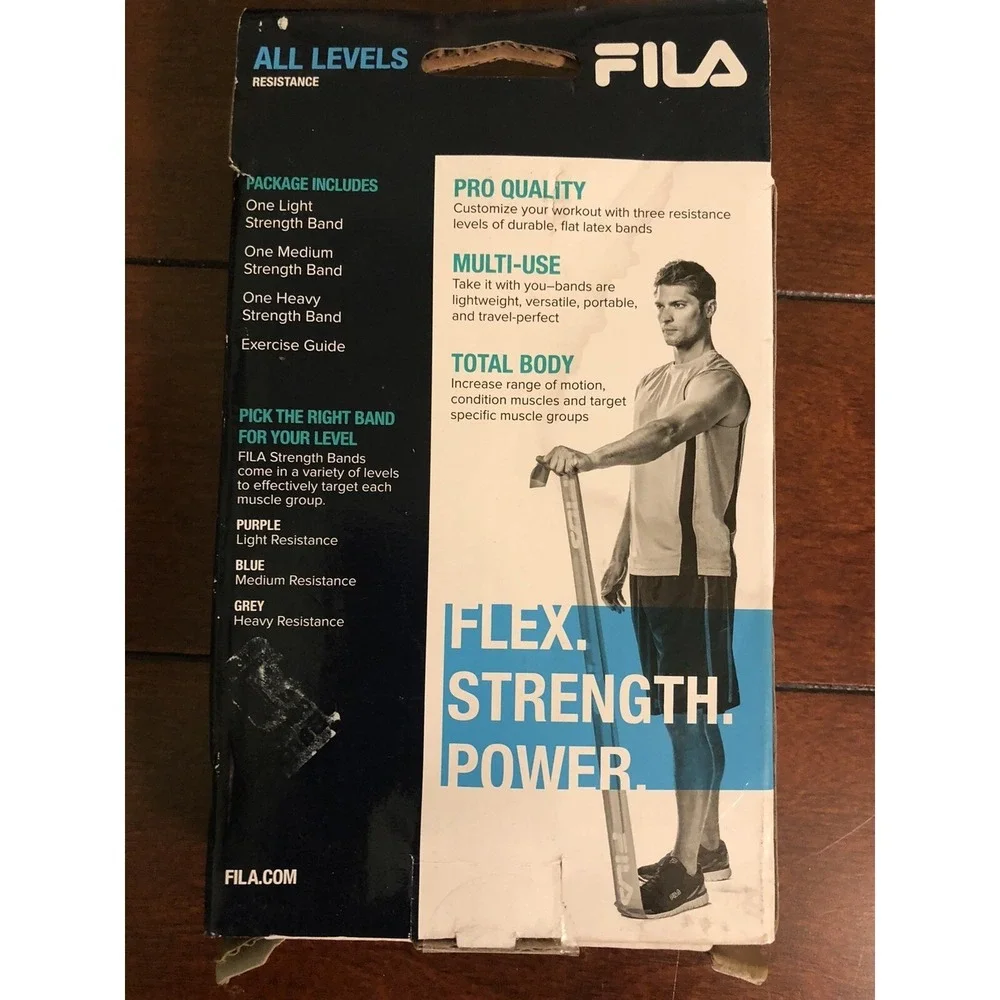 FILA All Levels 3 Flat Strength Flex Power Bands Lite Medium‎ Heavy